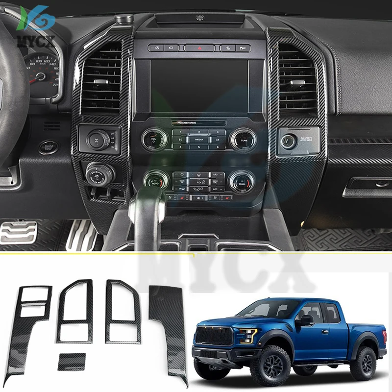 Fit for Ford Raptor F-150 2017 2018 2019 2020 Car Accessories ABS Carbon Interior Middle Console Air Vent Outlet Cover 5pcs Left