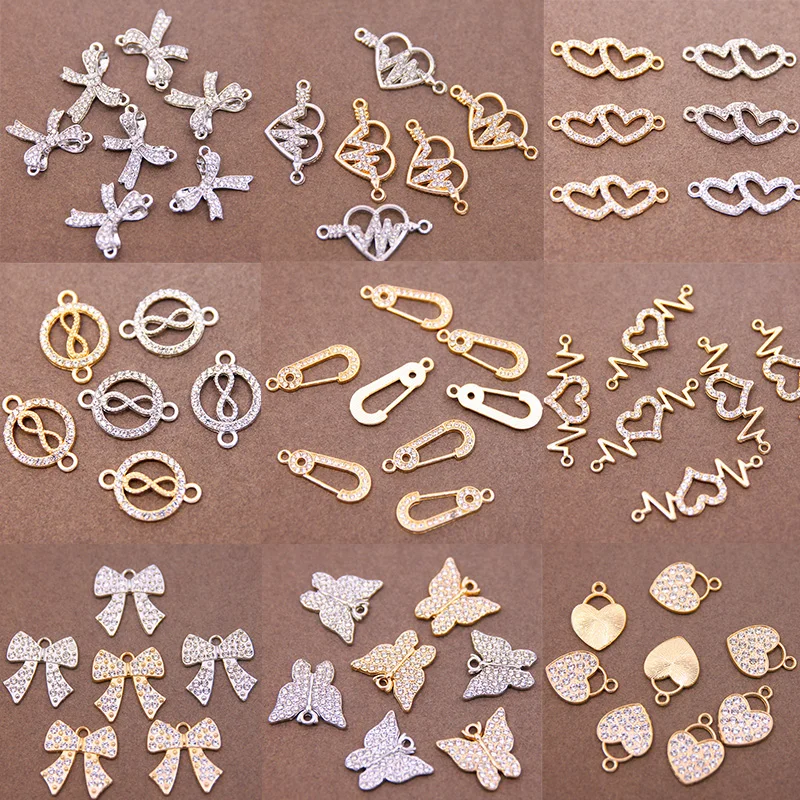 6pcs butterfly Charms Electrocardiogram Earrings Connectors For DIY Earrings Jewelry Making Finding Accessories