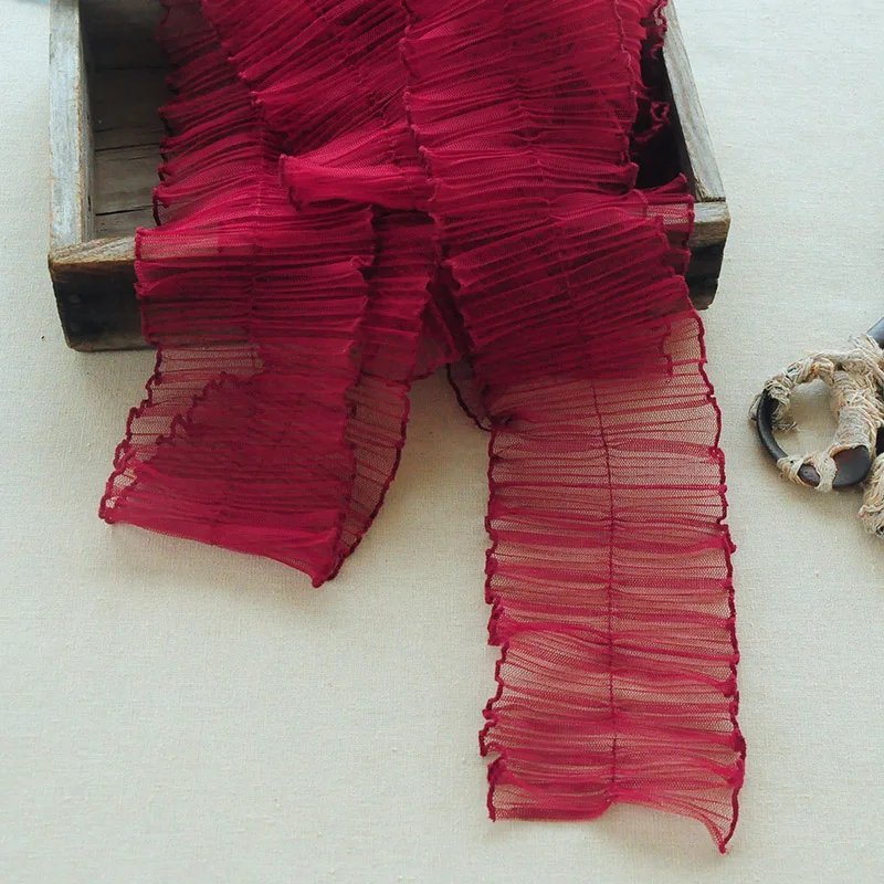 

10meters Pleated Edge Ruffle Trim 10cm Width Sewing Supplies Handmade Garments Accessories for Bra Underwear Curtain Decor