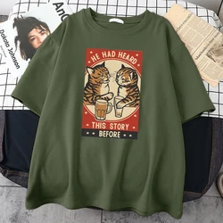 Cute Cat Drink Beer Print Męskie koszulki Kreatywność Jakość T-Shirt Oversize S-Xxxl Tshirt Street Wygodny męski krótki rękaw