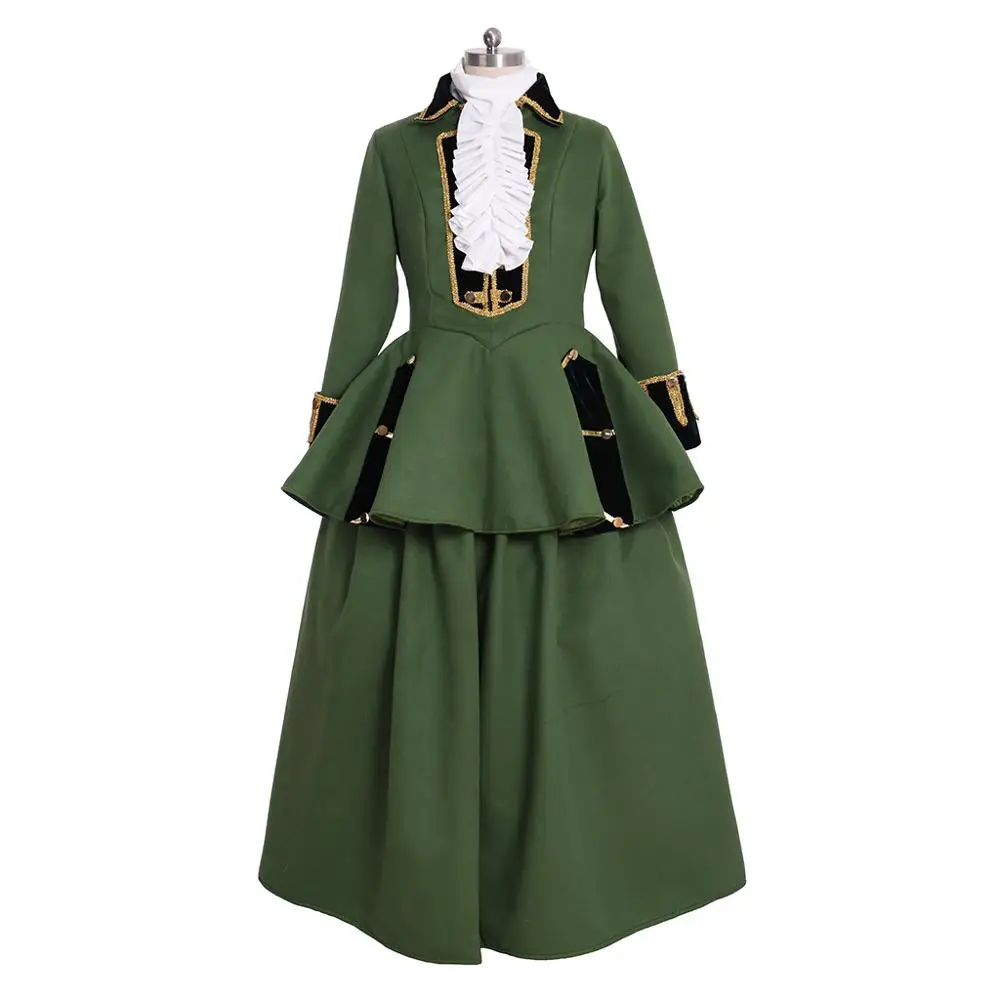 

Cosplaydiy Medieval Women Green Riding Habit Ball Gown Dress 18th Century Riding Habit Out Walking Outfit L320