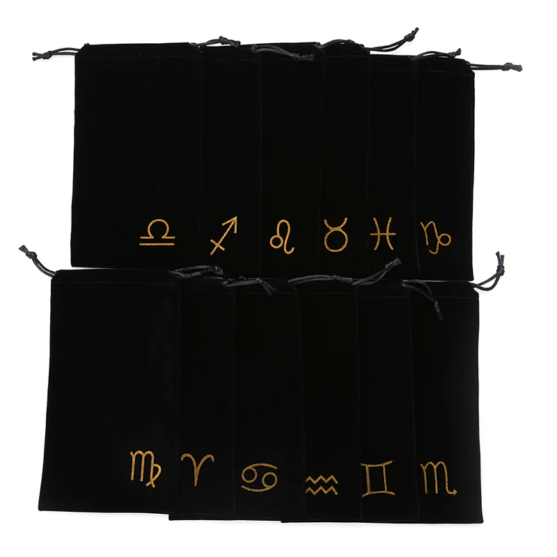 1pcs Velvet Pentagram Tarot Storage Bag Board Game Cards Embroidery Drawstring Package Witchcraft Supplies For Altar Tarot Box