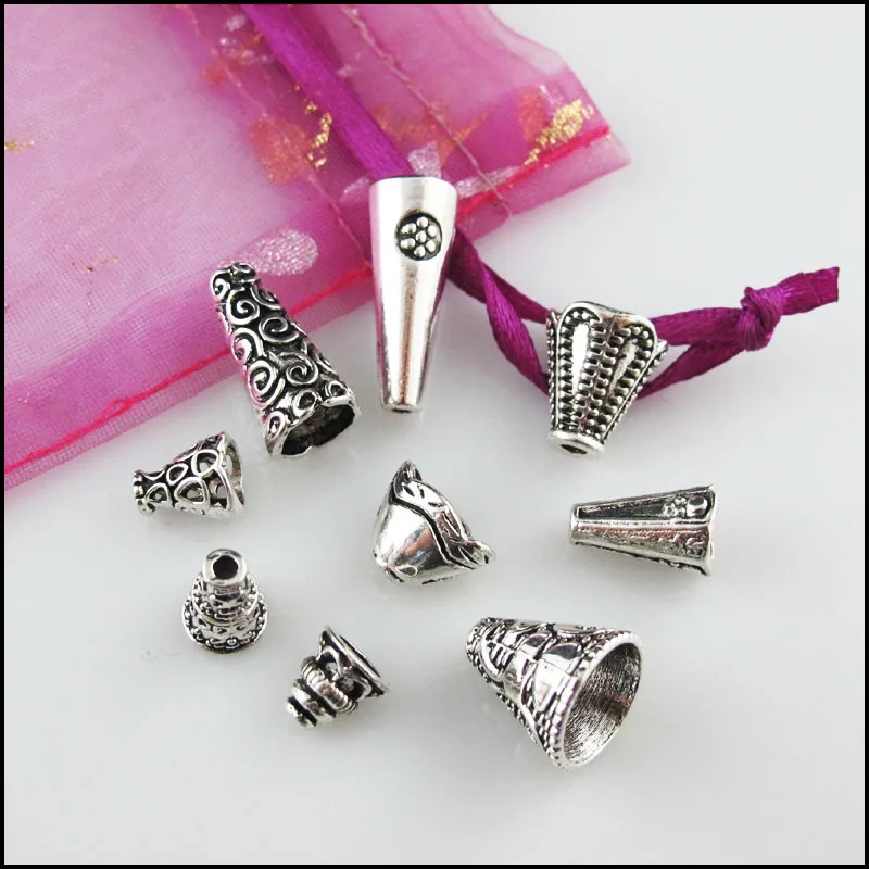 Fashion New Flower Clouds Cone Conic Connectors Tibetan Silver Plated End Bead Caps