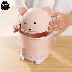 Cute Desktop Flip Trash Can Cover Portable Garbage Storage Bin Box Home Office Table Desk Waste Container Bucket Home Trash Can