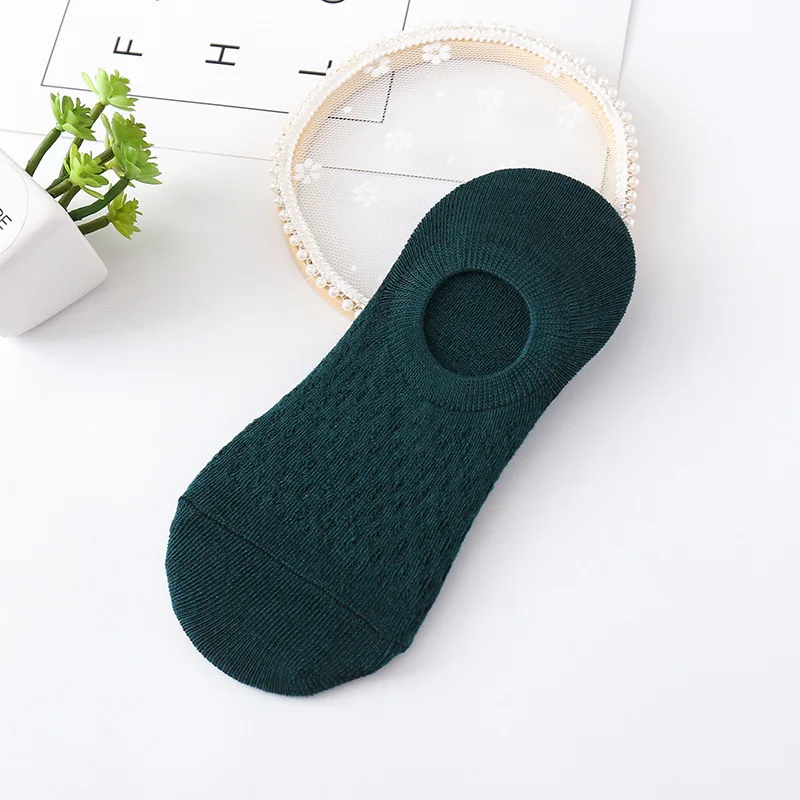 10-teiliges 5-Paar Damen-Socken-Hausschuhe-Set, einfarbig, unsichtbare Bootssocken, atmungsaktiv, rutschfest, Silikon, keine Show, kurze Söckchen – Detail 10