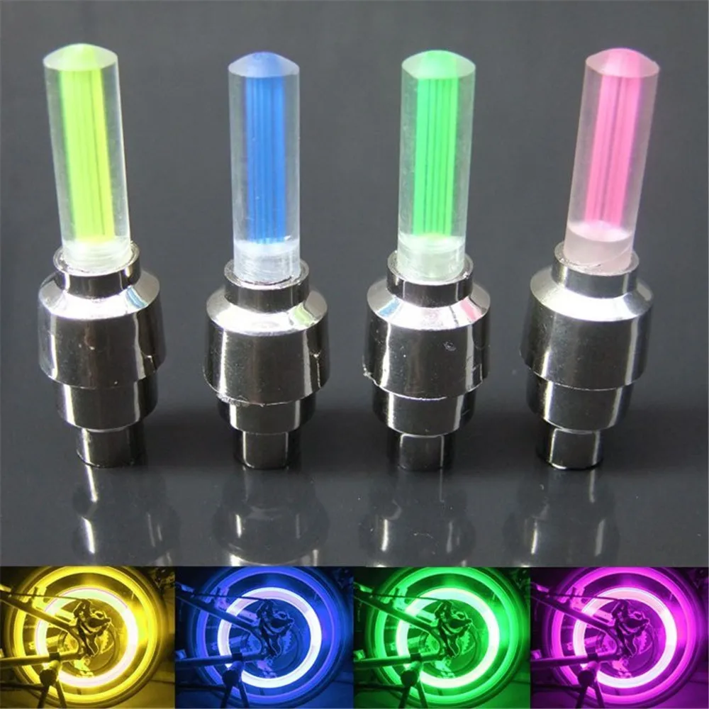 Neon Bike Spoke Light Road Bicycle MTB Motorcycle Car Tire Nozzle Valve Caps Lamp Waterproof Bike LED Lights Cycling Accessories