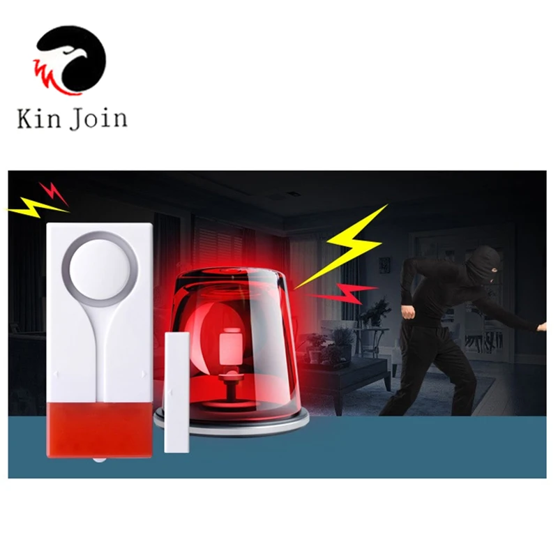 KINJOIN Home Security Red Flash With Sound Window Door Magnet Sensor Detector Wireless Alarm System+Remote Controller