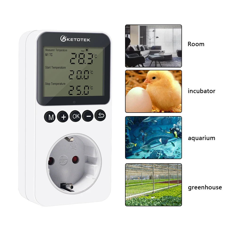 KT3200 Digital Thermostat Timer Switch Temperature Controller Plug-in Day Night Socket Outlet Heating And Cooling With Sensor