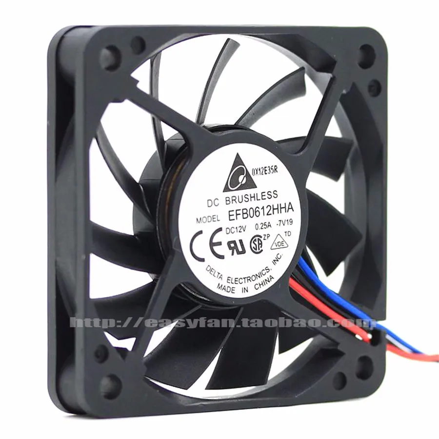 Delta EFB0612HHA 컴퓨터 케이스 선풍기 그래픽 카드 냉각 선풍기, 6010, 60mm, 60x60x10mm, 12V, 0.25A, 3 핀, 4 핀 PWM