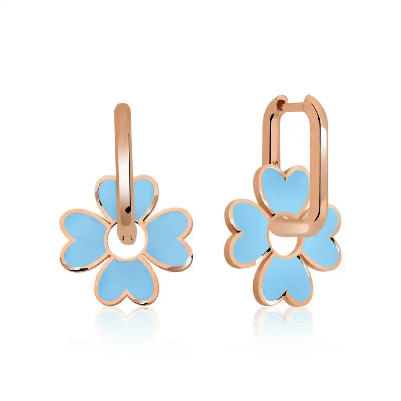 ​Silver Phosphorous Blue Clover Earrings 925 Sterling Women for Jewelry Wedding Party Birthday Gift - Box - Fashion - Girl - Special Days