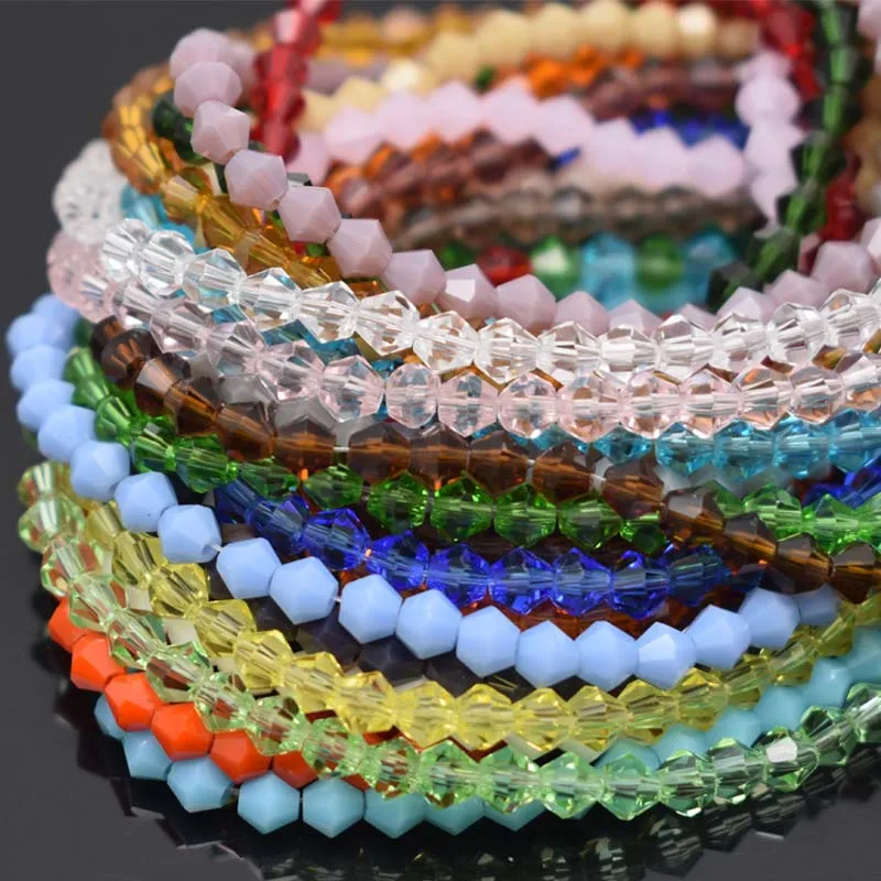195pcs 4mm shiny Crystal Bead Bicone Glass Beads Loose Spacer Bead Austria Faceted Crystal Beads For DIY Jewelry Making