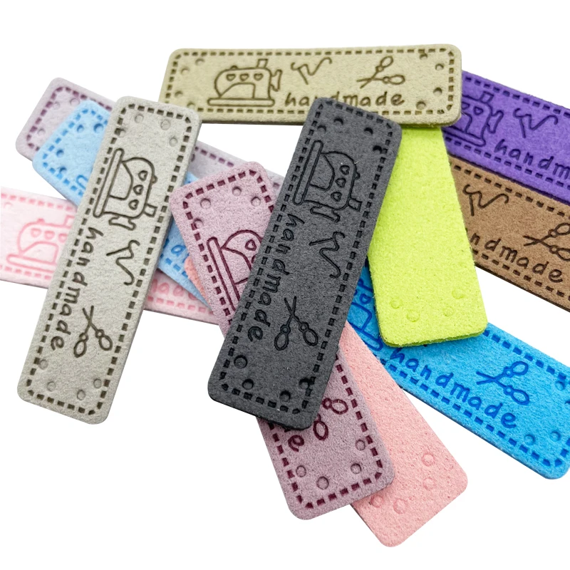 16 Options Swing Machine Logo Hand Made Leather Labls for Clothing Wear Decorative Leather Label for Clothes Bags Handmade Tag