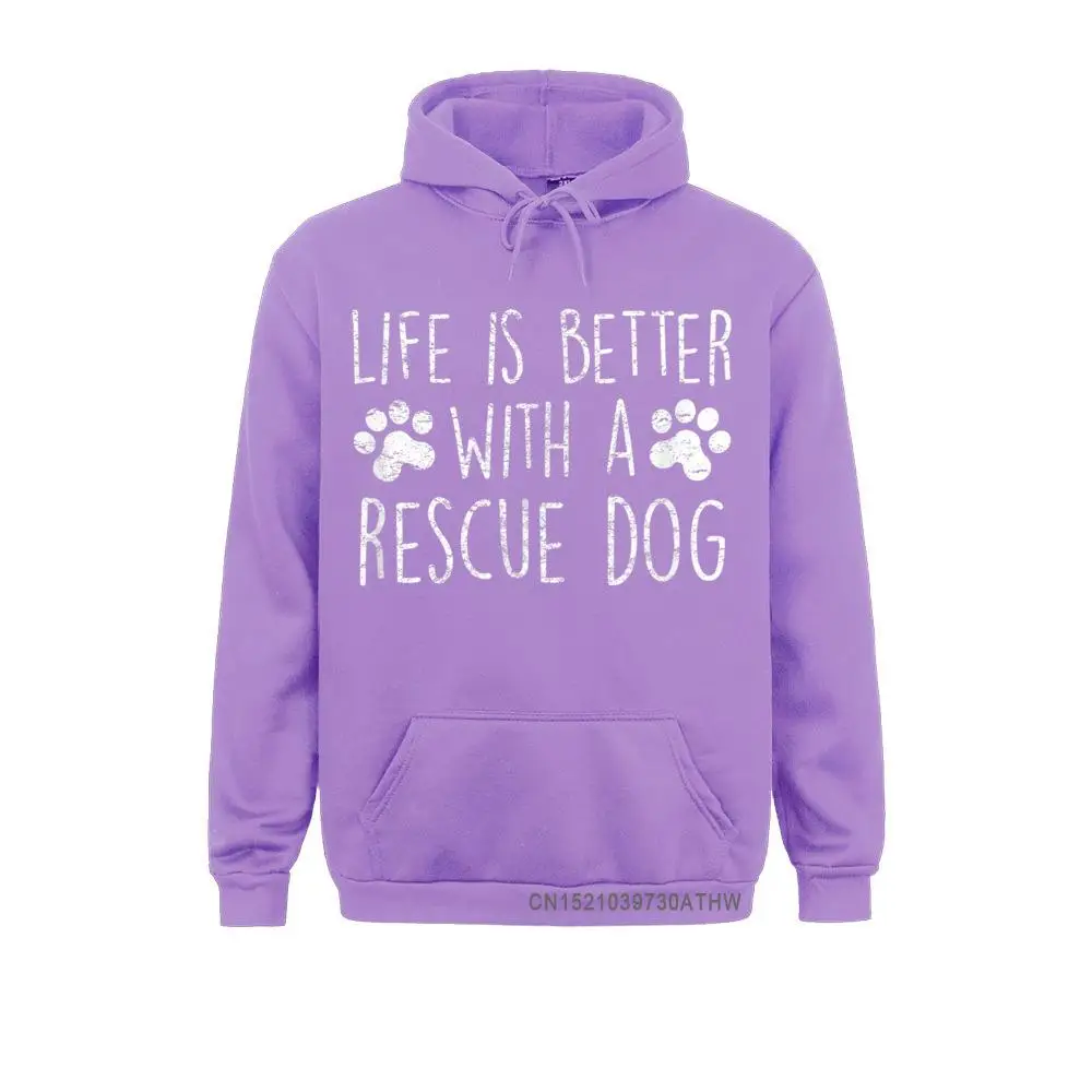 LIFE IS BETTER RESCUE DOG Shelter Dog Lover Gift Women Mom Hooded Tops Special Boy Men Sweatshirts Long Sleeve Hoodies Hoods