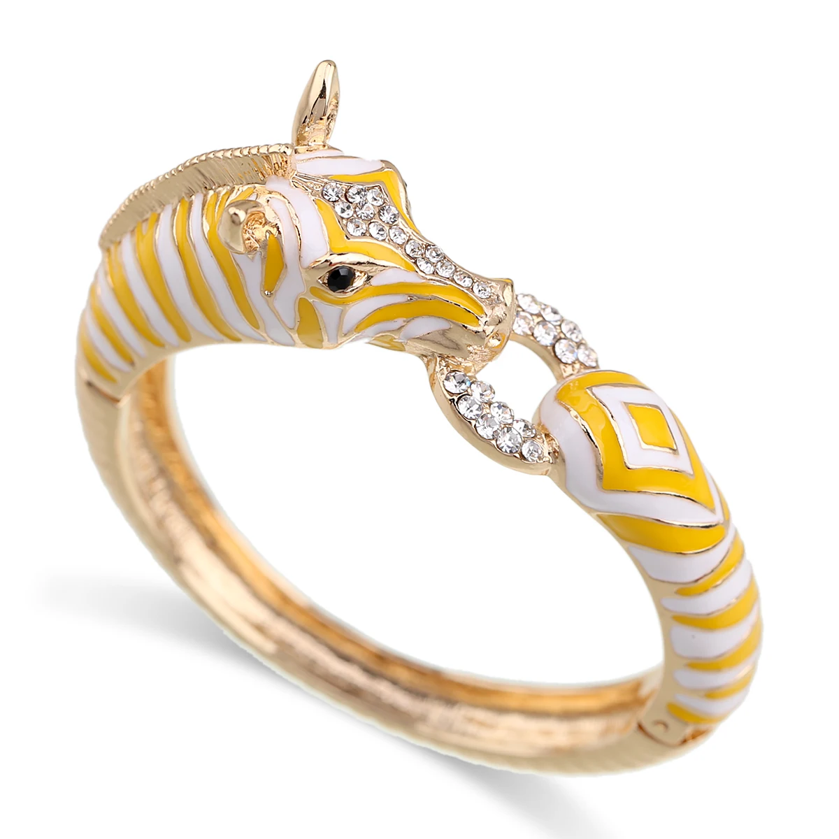 Newest Trendy Gold Plated Crystals Zebra Women Bracelet Fashion Statement Enamel Color Bangle For Girls Party Cuff Jewelry