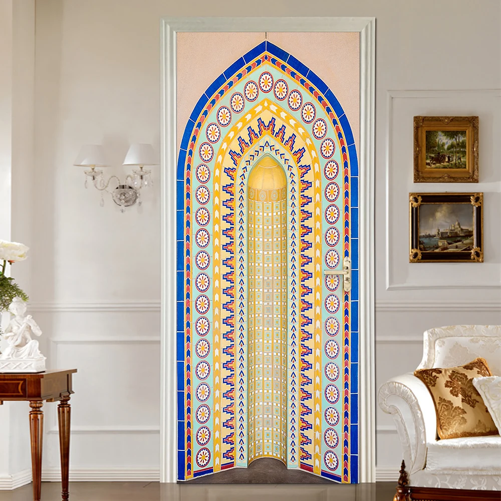 

Muslim Allah's Gate Door Sticker Home Decoration Wall Stickers Living Room Bedroom Porch Art Mural Peel & Stick PVC Wall Decals