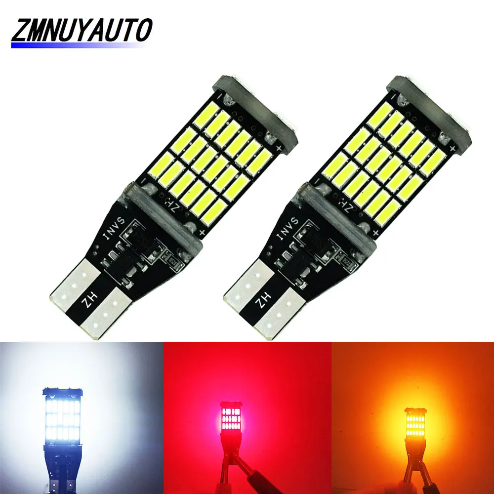 Комплект из 2 предметов, с can-bus T15 W16W Автомобильная резервная копия света 920 921 912 С CAN-BUS 4014 45SMD Белый Остановить сзади лампа с обманкой подсветка