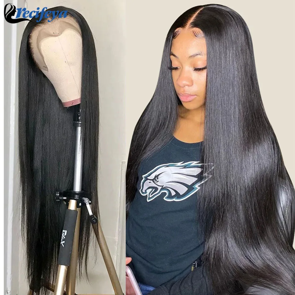 180% 13x4 Indian Straight Hair Lace Wig Transparent 13x4 Lace Front Wig Remy Bone Straight Human Hair Lace Wigs 180% Density