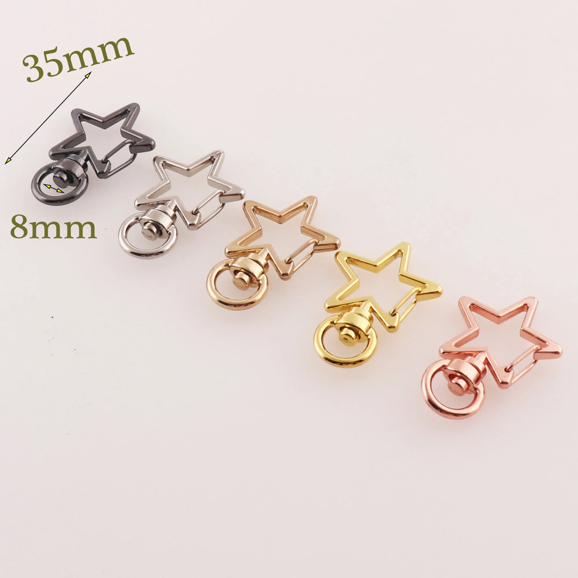 20 pcs Stars Lobster Swivel Clasps,Rose Gold Gunmetal Gold silver pale gold Gate Clasp,Handbag Purse Bag Charm Buckles