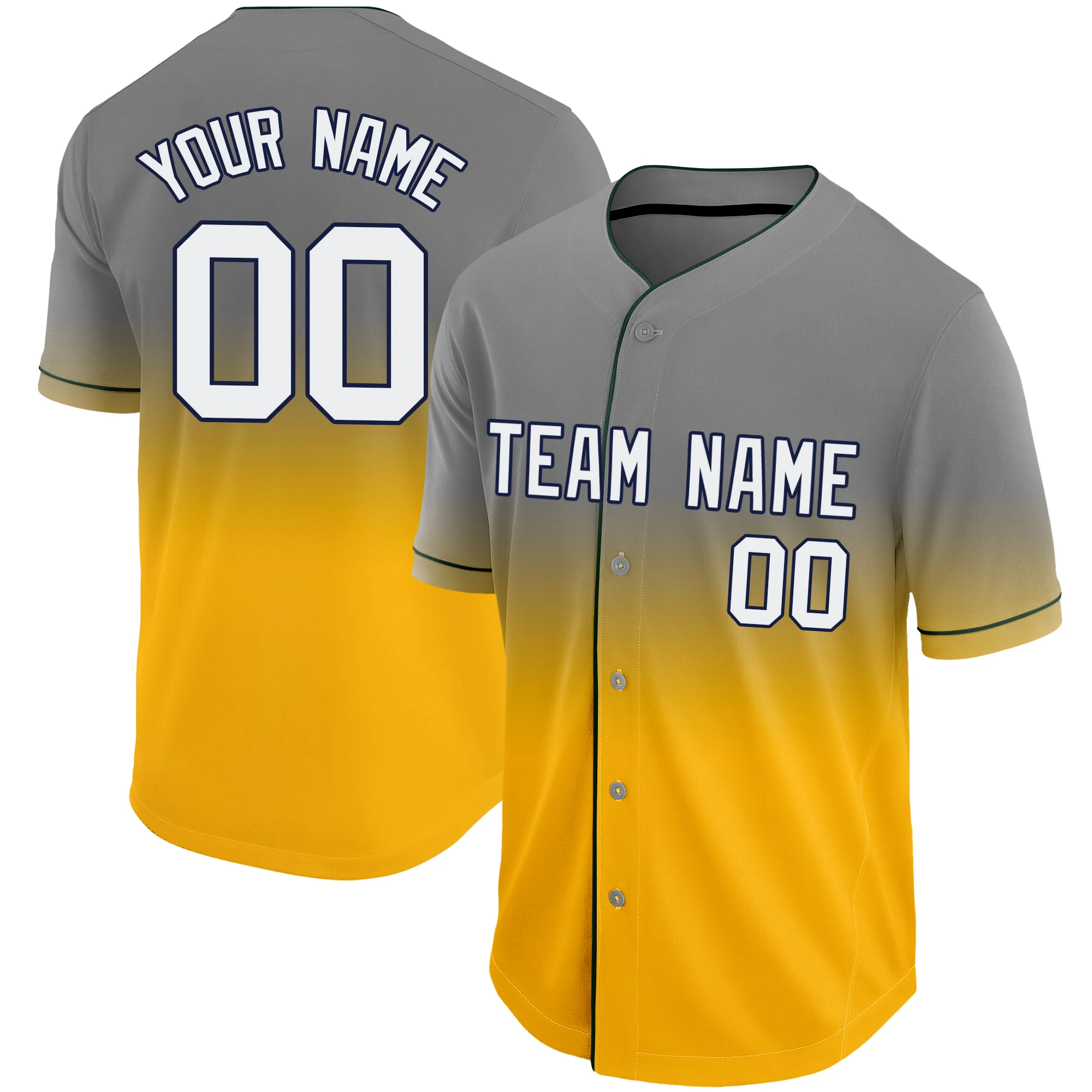 Custom Baseball Jersey Personalized Gradient Printed Name/Number Button Down Shirt Softball Uniform for Men/Women/Youth