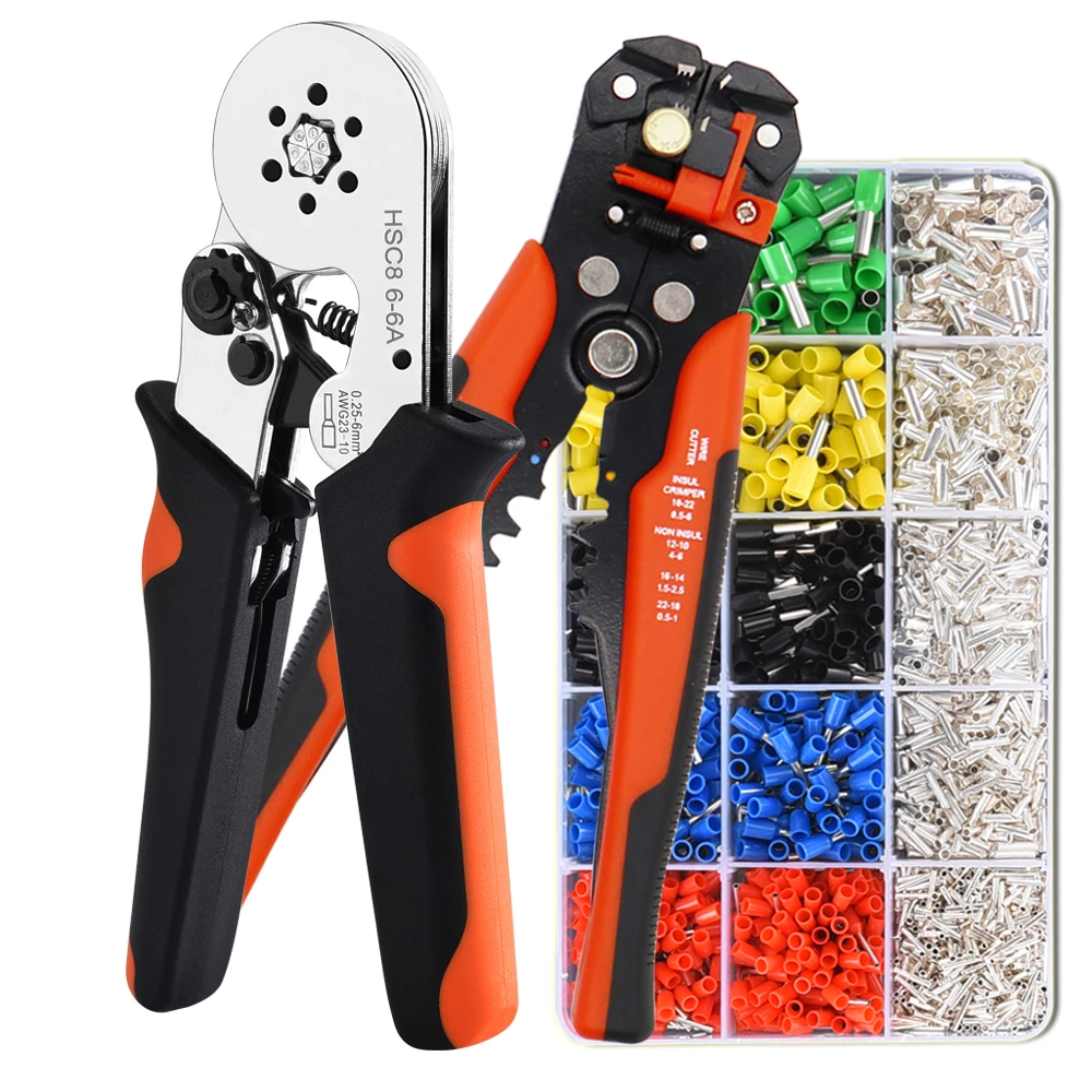 Kit Alicate de Friso Descascando Alicate Multifuncional Terminador Caixa Tubo Terminal Eletricista Ferramentas Conjunto Hsc8 64 66