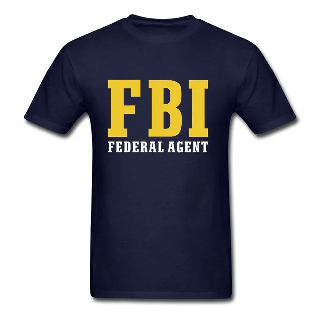 Men Pure Cotton Short Sleeve Tshirt Youth FBI Men T-Shirt Agent Secret Service Police CIA Staff Tee