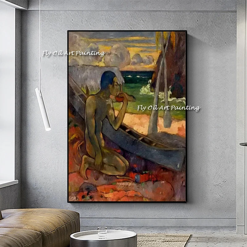 

Handmade Paul Gauguin Modern Oil Painting Corridor Porch Wall Art Adult Home Decor Color Man Ship Sea Landscape Christmas Gift