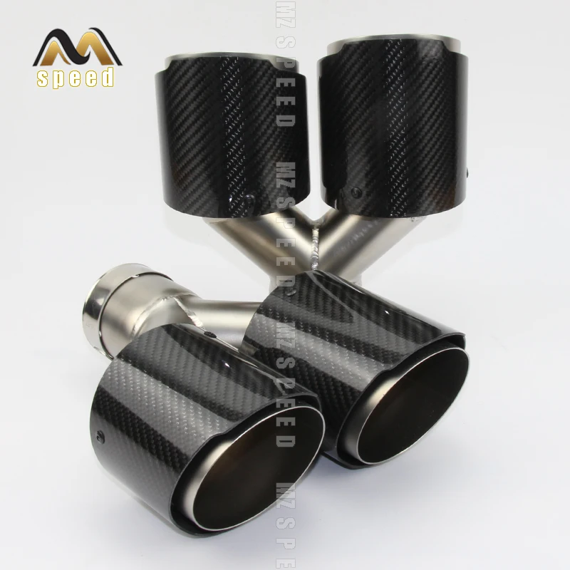 Car styling Modified exhaust pipe muffler tail throat 304 stainless steel and carbon fiber double outlet tail pipe