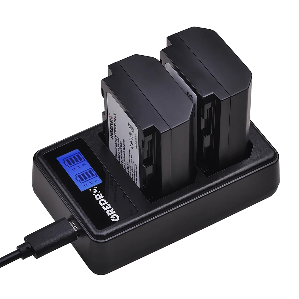 Bateria de câmera + carregador lcd duplo, para sony alpha 9 a9 9r a9r 9s a9s a7riii a7r3 7rm3 a7m3, 3 peças