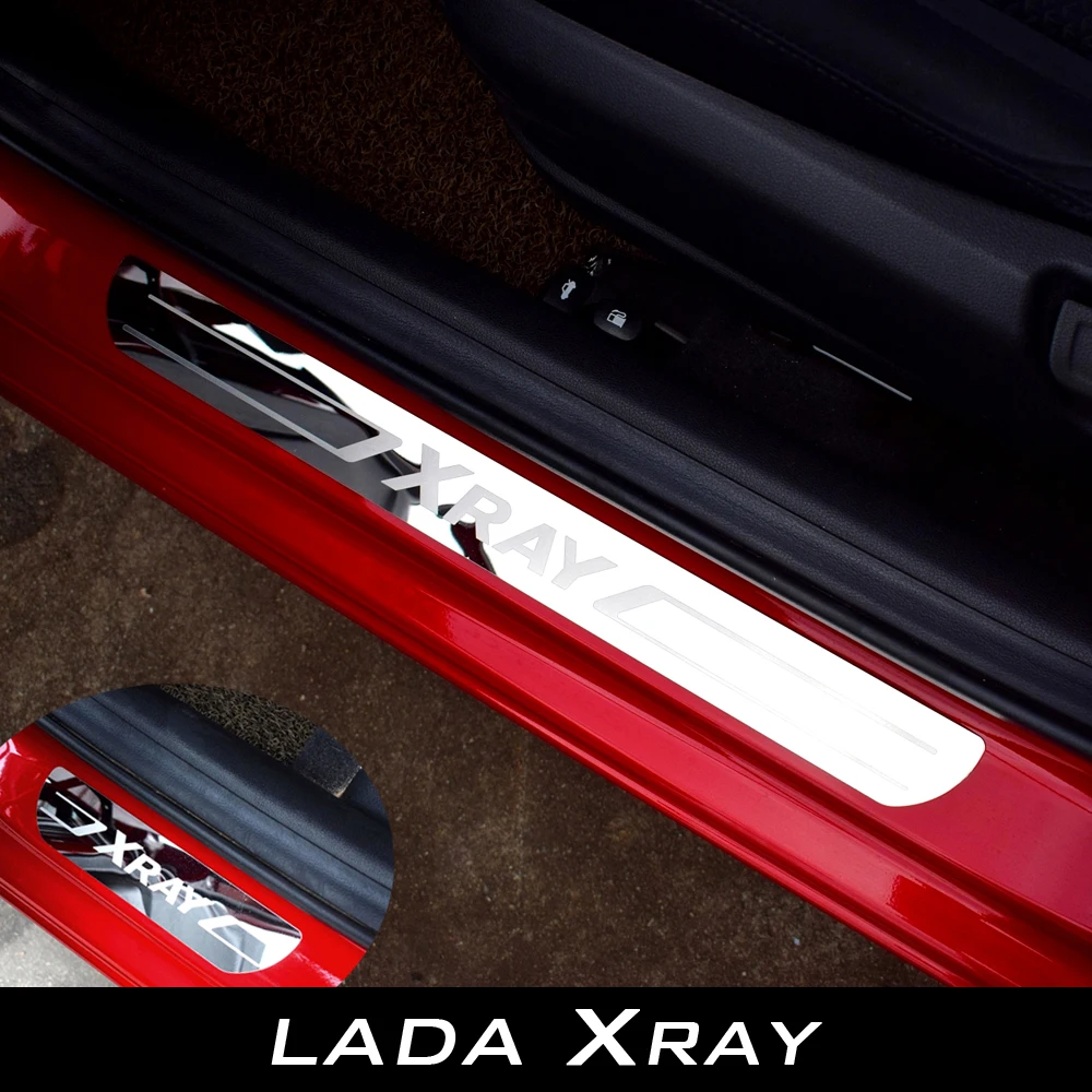 Car XRAY 2015-2018 Car Door Sill Trim Covers Stainless Steel Door Sills Scuff Plate for LADA XRAY 2015-2019