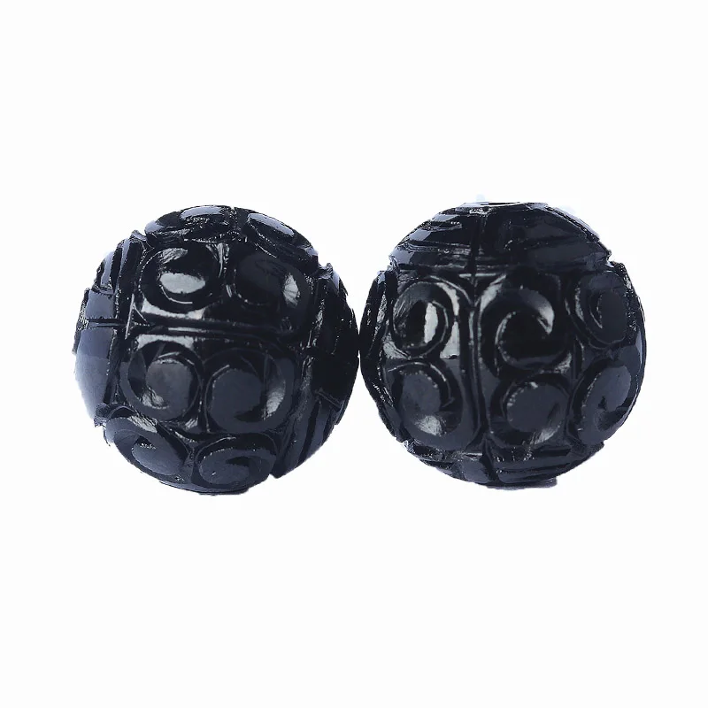 

loose beads black Tourmaline CARVED round 8MM 10MM for DIY jewelry making FPPJ wholesale nature