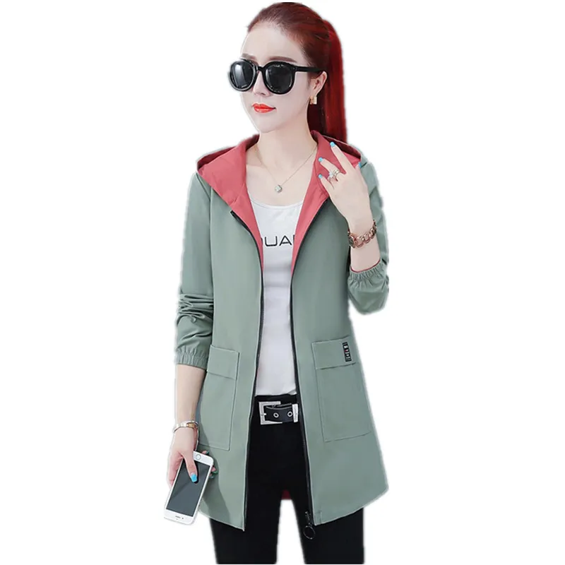 

2023 NEW Trench Coat For Women Windbreaker Casual Coat Large Size Hooded Tops Womens Office Clothing Spring Autumn Costs 1522