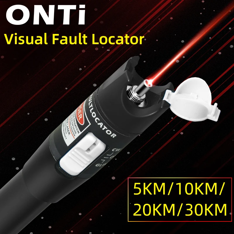 ONTi 10mW Visual Fault Locator Fiber Optic Cable Tester 30mw Red Laser Light 5-30KM Pen Type Visual Fault Locator SC/FC/ST