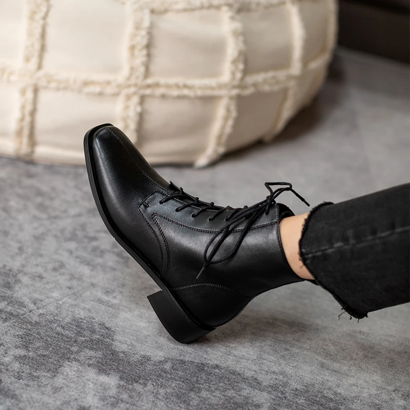 Women Boots Retro Chelsea Boots Women Shoes 2024 Winter Fashion Women ANKLE Boots Genuine Leather Female Square Heel Leather