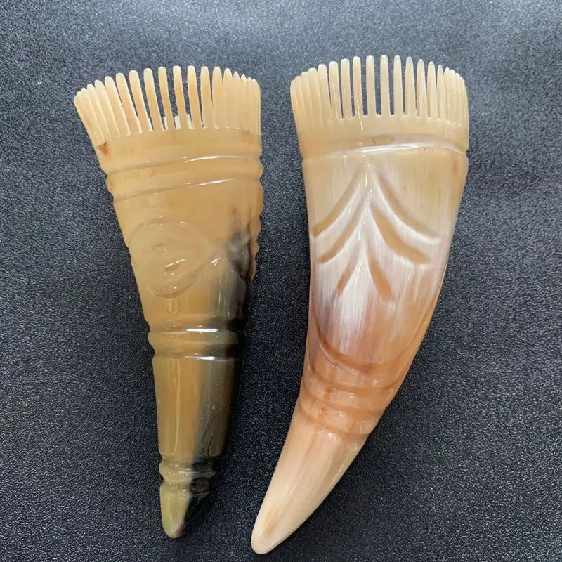 Natural Yak Horn Comb Head Meridian Scraping Scalp Massage Brush Acupuncture Spa Therapy Gua Sha Massage Relax Tool Anti-Static