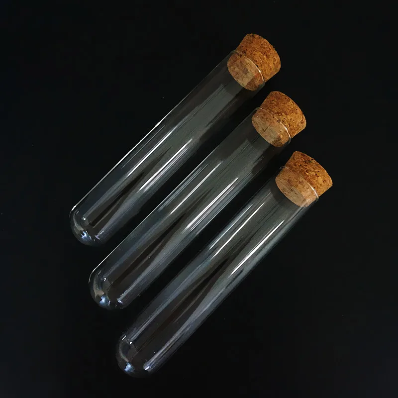 4pcs/lot 40x200mm Round Bottom Tea Glass Test Tube Drosophila Vials Culture Tube With Cork Stoppers