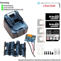 Doscing 14.4V Rechargeable Li-ion Battery Plastic Case For Makita 14V Power Tools Batteries BL1460 BL1430 1415 194066-1 BL1450