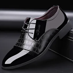 Mazefeng Brand Men's Leather Formal Shoes Lace Up Dress Shoes Oxfords Fashion Retro Shoes Elegant Work Footwear Men Dress Shoes