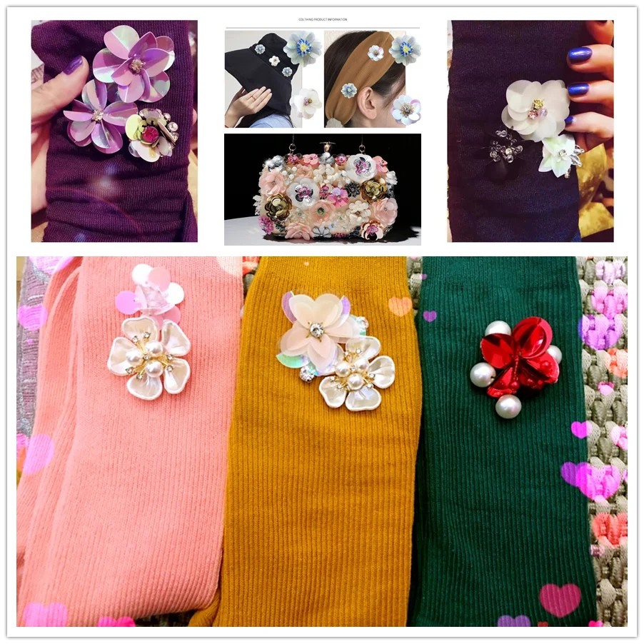 10pcs lot flower patch handmade sequins bags shoes DIY decoration Accessories cheap 2~3cm