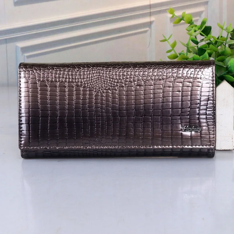 Genuine Leather Wallet Women Long Women\'s Leather Wallets Alligator Pattern Female Purse Luxury Brand Money Bag