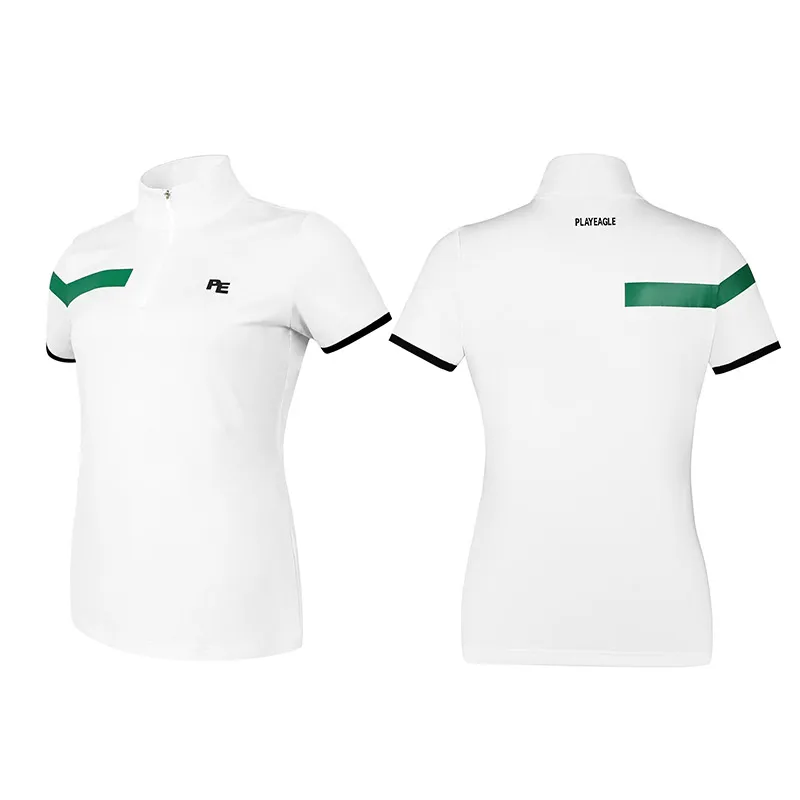 PLAYEAGLE New Golf Women Shirts Sport Shirt for Ladies Short Sleeve Stand Collar T shirts Golf Training Apparel Lady Top Clothes