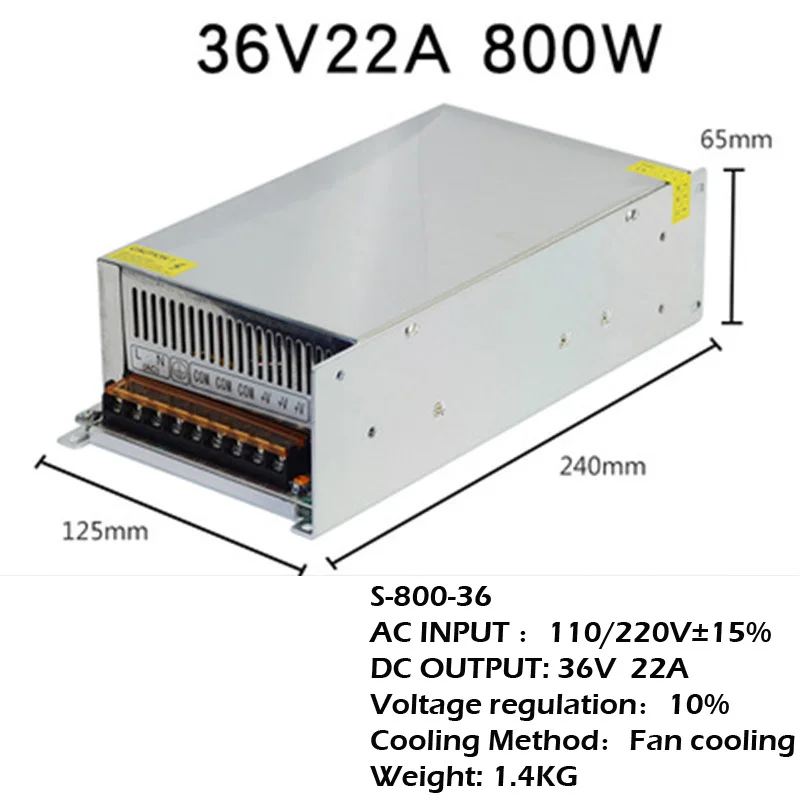 Power Supply Transform AC220V into DC24V 36V 48V Switch Power Supply 500W 600W 800W 1000W High-Power DC Transformer