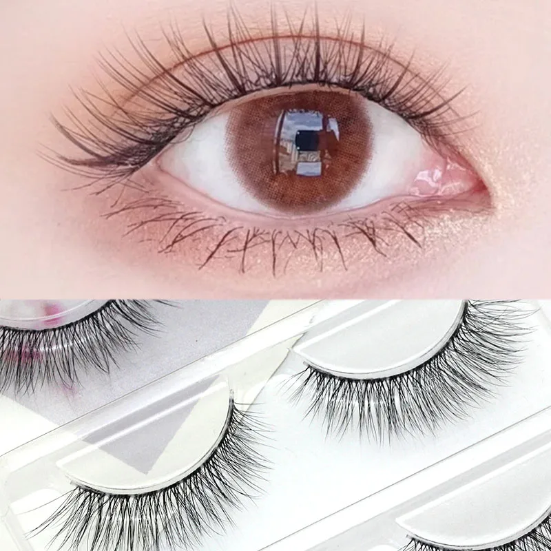 3 Pairs Natürliche Lange Handgemachte Falsche Wimpern Durchziehen Falschen Wimpern Japanischen Stil Wimpern Verlängerung Schönheit Make-Up-Tools