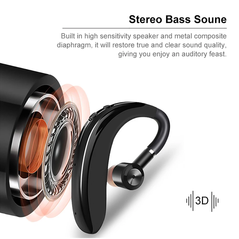 الرياضة ستيريو بلوتوث اللاسلكية سماعة واحدة سماعة BT V5.0 إلغاء الضوضاء الأعمال سماعة الأذن هوك ل IOS آيفون 11