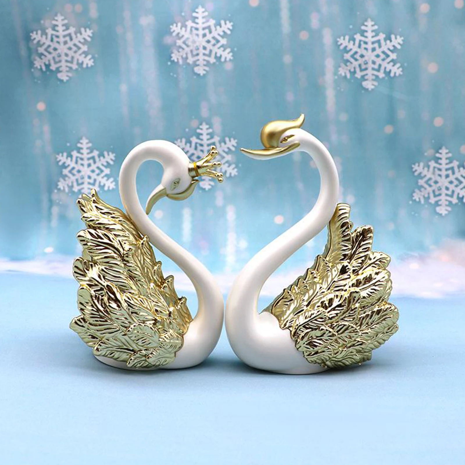 2pcs/Lot Crown Glass Table Swan Baking Decorative Birthday Anniversary Ornament Cake Topper Figure Paper Weight Desk Home Decor