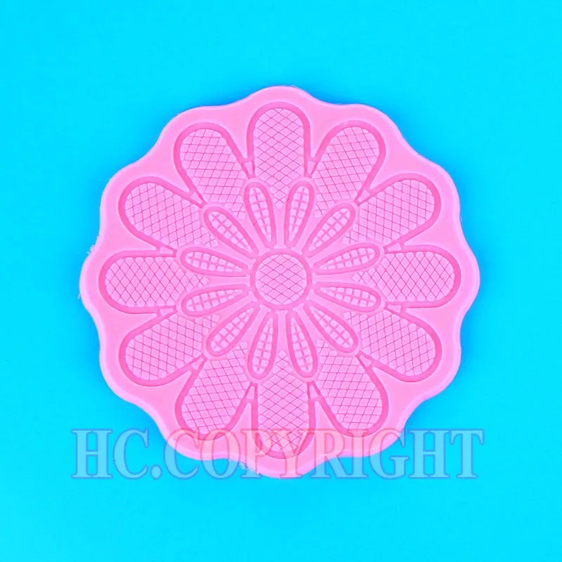 Round Classic  Mid-century European Flower Lace Silicone Mould Cake Silicone Mat  Fondant cake wedding Decorating cake lace Mold