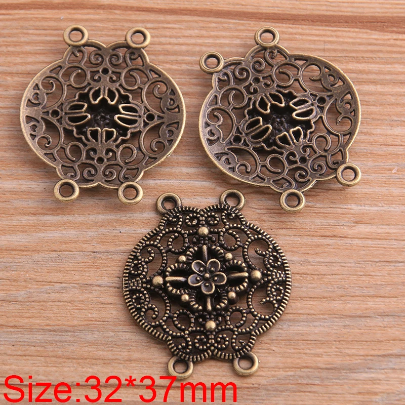 4pcs 32*37mm New Product Two Color Zinc Alloy Hollow Flower Porous Connectors Jewelry Making DIY Handmade Craft