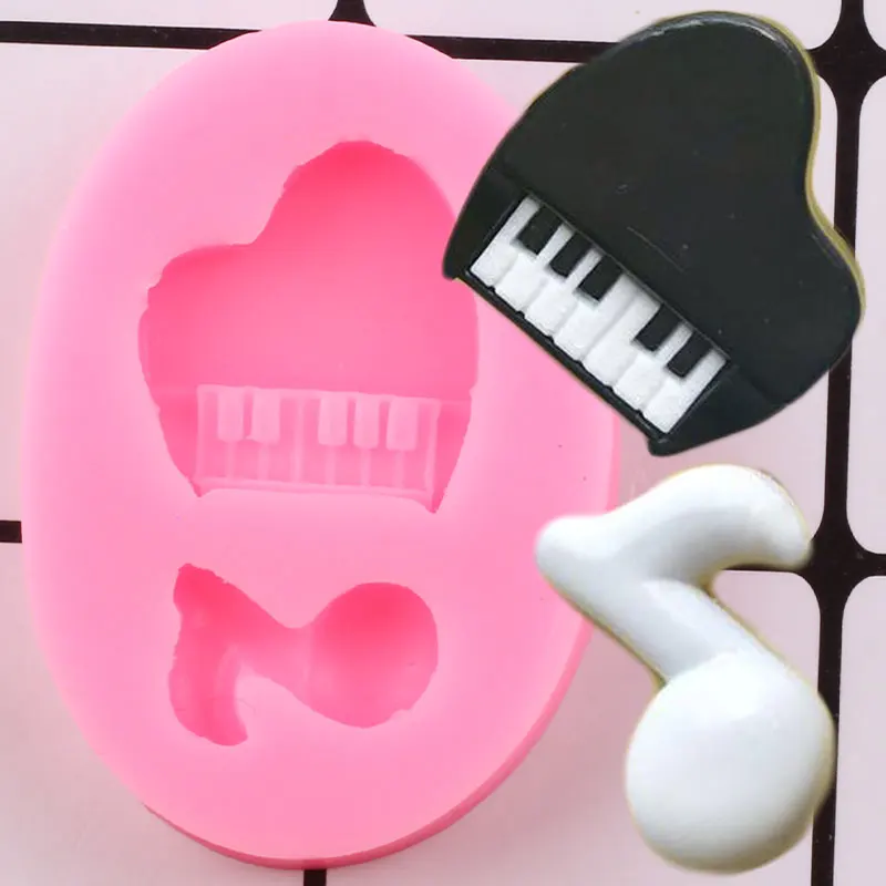 3D Piano Music Note Silicone Molds Cupcake Topper Fondant Cake Decorating Tools Cookie Candy Resin Clay Chocolate Gumpaste Mould