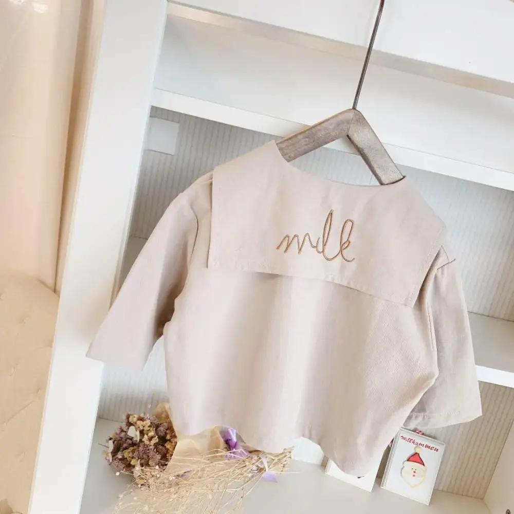 

2020 Autumn Children'S Clothing New Girls Korean Autumn Clothing Embroidery Big Lapel Autumn Clothing Shirt