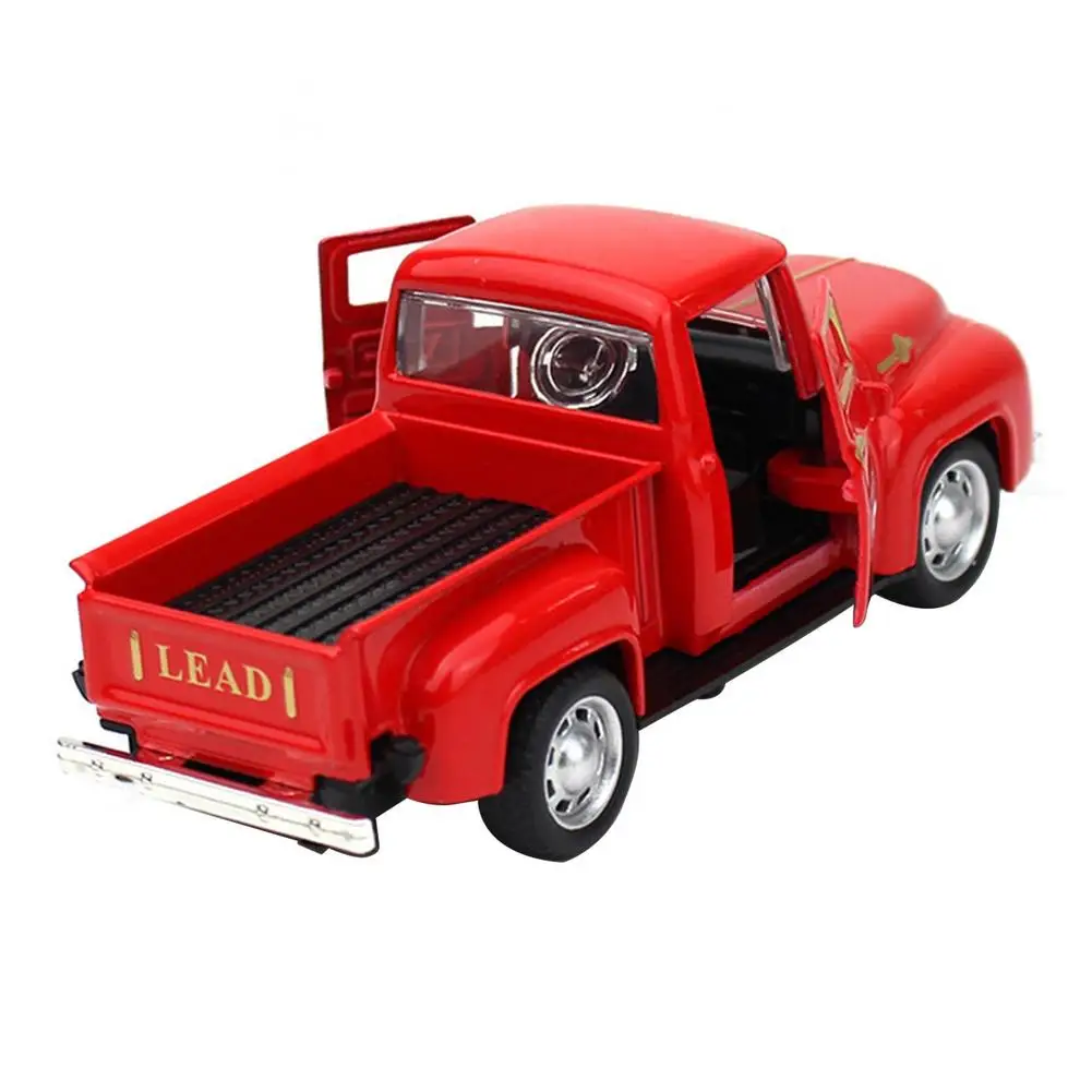 Christmas Trucks Ornaments Retro Vintage Metal Pickup Truck Transporting Christmas Tree Red Car Kids Gifts Toy for Birthday