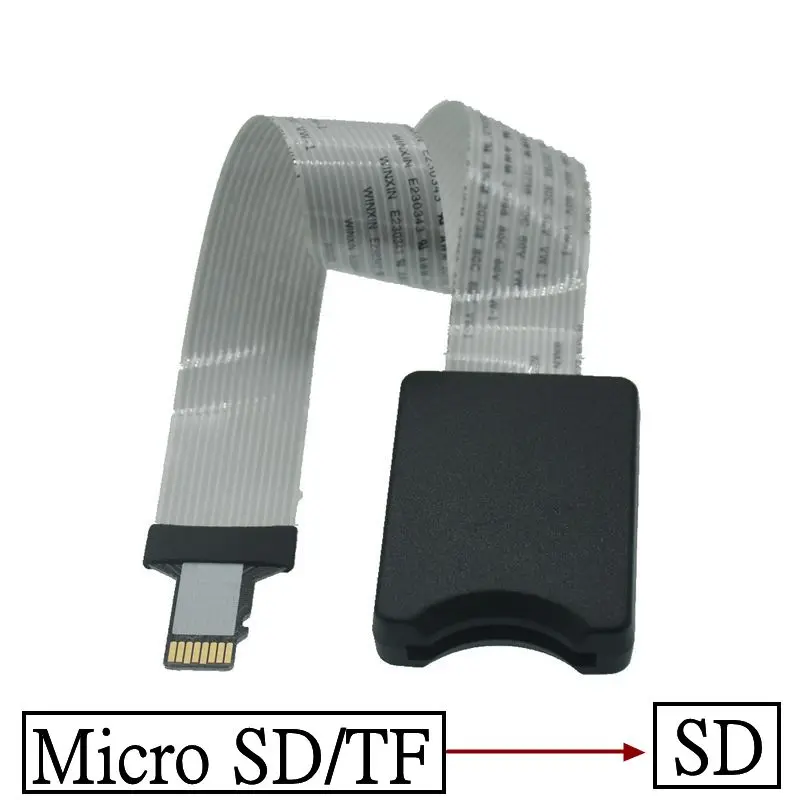 Carte SD femelle vers TF Micro SD mâle, extension de carte flexible, câble d'extension, lecteur adaptateur, soleil de chute, 10cm-60cm